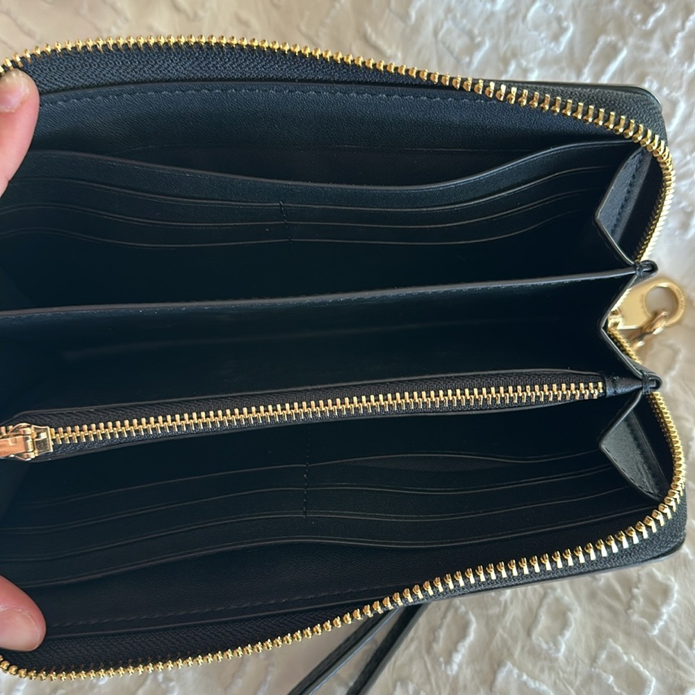 New Coach Long Zip Around Wallet Black - Picture 4 of 5